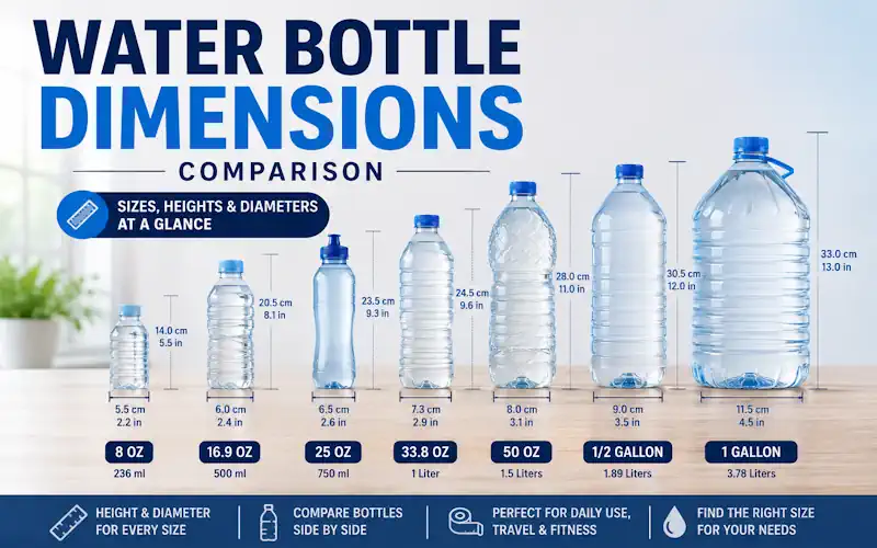 water bottle dimensions